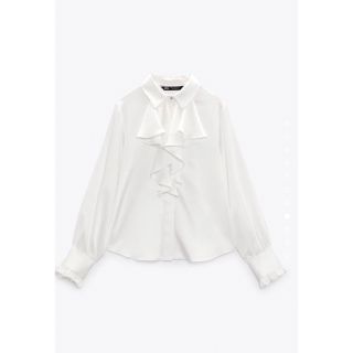 ザラ(ZARA)の【大人気】ZARAフリルサテントップス(シャツ/ブラウス(長袖/七分))