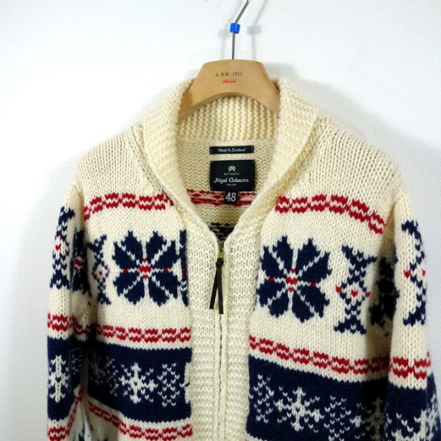 良品】ナイジェルケーボン ノルディック柄カーディガン authentic