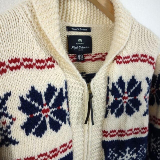 良品】ナイジェルケーボン ノルディック柄カーディガン authentic