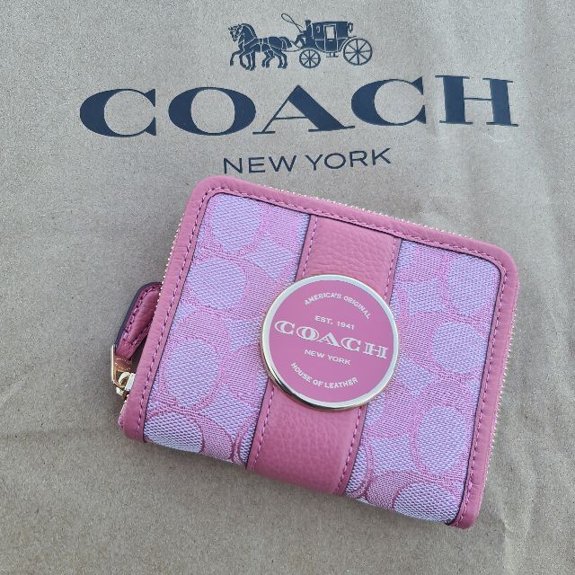 □ COACH 折財布 レインボー シグネチャー クリアポケット-