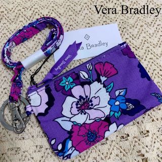 ヴェラブラッドリー(Vera Bradley)の新品　ヴェラブラッドリー　コットン　パスケース　定期入れ　ランヤード(パスケース/IDカードホルダー)