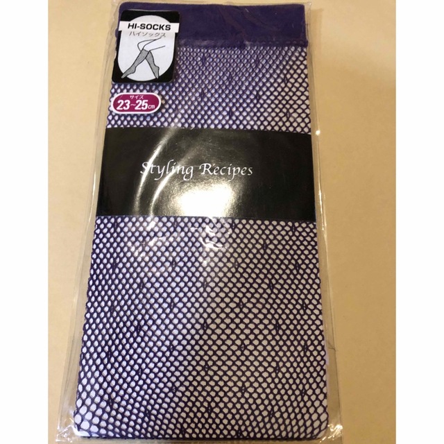 網ハイソックス　23-25cm  紫 レディースのレッグウェア(ソックス)の商品写真
