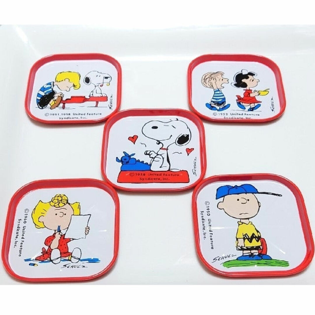 SNOOPY(スヌーピー)のスヌーピー レトロ コースター (5枚セット) インテリア/住まい/日用品のキッチン/食器(その他)の商品写真