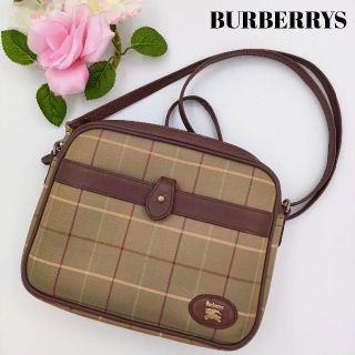 バーバリー(BURBERRY)の【美品✨】バーバリーズ 玉虫色 ショルダーバッグ キャンバス レザー 肩掛け 茶(ショルダーバッグ)