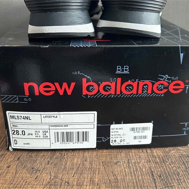 New Balance(ニューバランス)のニューバランス ML574NL 28cm ブラック　レザー 黒 革　 メンズの靴/シューズ(スニーカー)の商品写真