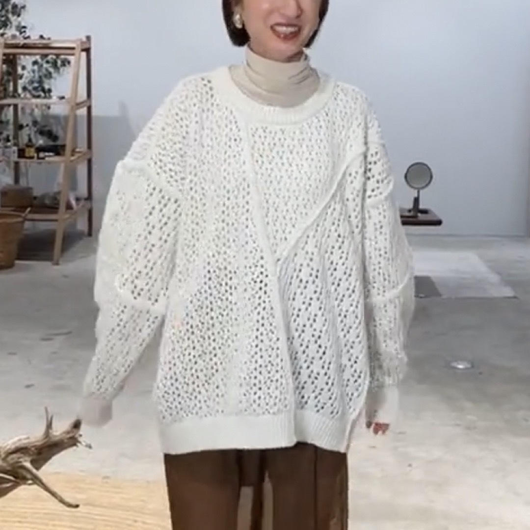CLANE - CLANE☆LACE BULKY KNITサイズ1ホワイトの通販 by CLANE - CLANE☆LACE BULKY KNITサイズ1ホワイトの通販 by