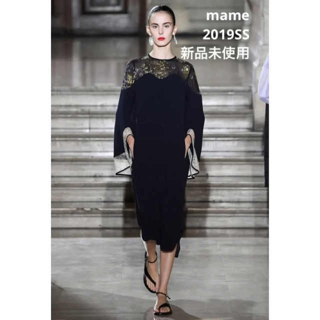 超安い品質 mame - mame SILK LAME PRINT I-LINE DRESS シルクドレス ロングワンピース+マキシワンピース