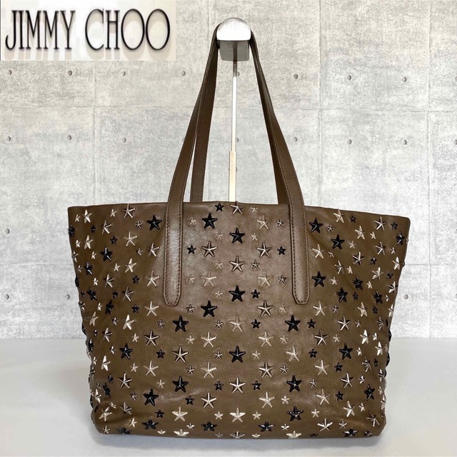 JIMMY CHOO(ジミーチュウ)の【極美品】JIMMY CHOO SOFIA/M カーキ スタッズ トートバッグ レディースのバッグ(トートバッグ)の商品写真