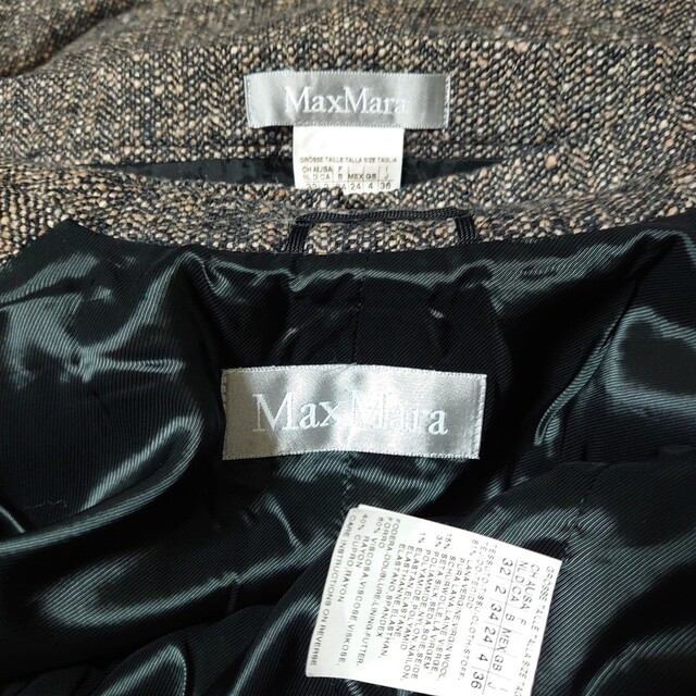 品質は非常に良い MaxMara 白タグ ツイードジャケット シルク LYCRA