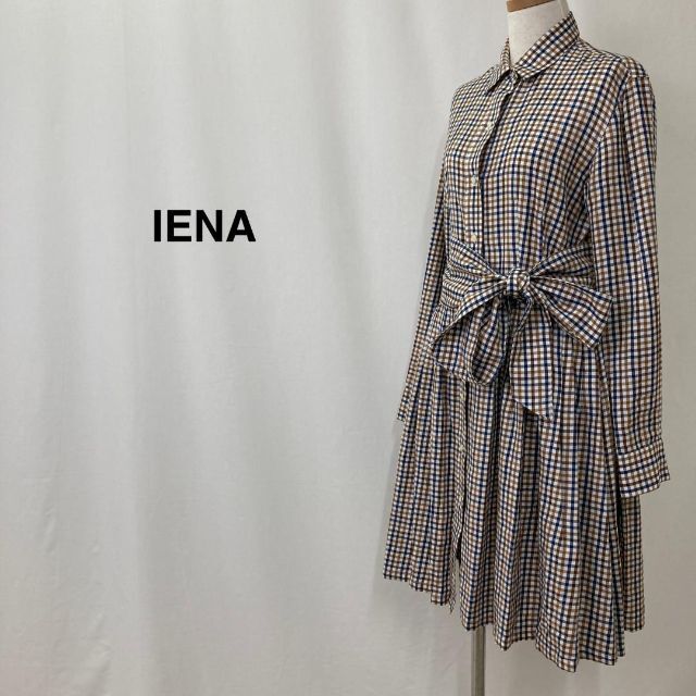 IENA(イエナ)のIENA イエナ チェック柄ワンピース ブラウン／ネイビー ／ホワイト レディースのワンピース(ロングワンピース/マキシワンピース)の商品写真