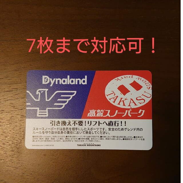 値頃 高鷲スノーパーク (7枚までOK) 4枚 1日券 リフト券 ダイナランド ...