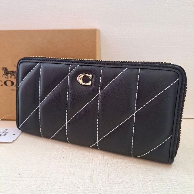 誠実 新品 未使用♡ コーチ 長財布 ブラック キルティング ダウン風
