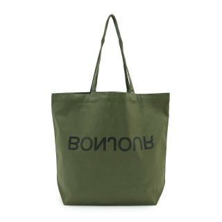 ボンジュールレコーズ(bonjour records)の【オリーブ（37）】bonjour records original Trevor Jackson/トレヴァージャクソン TOTE BAG(トートバッグ)