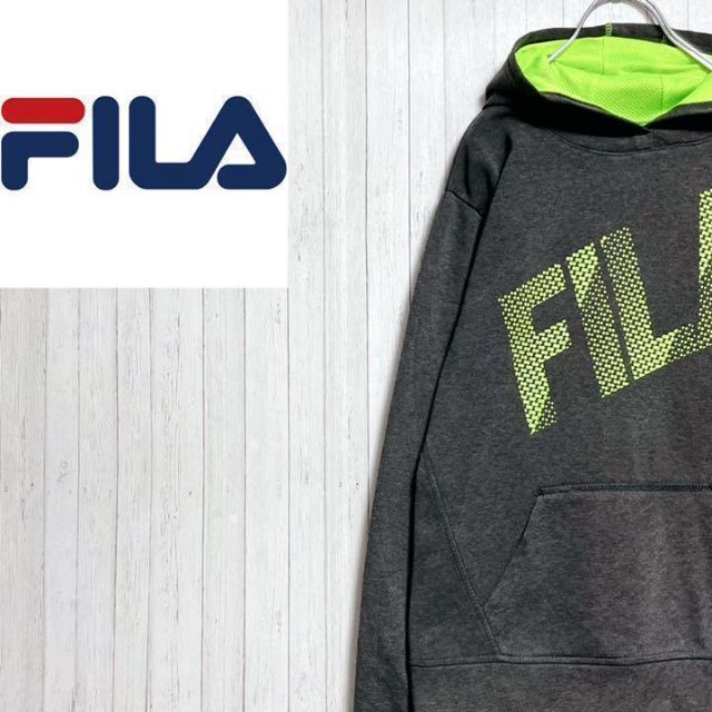 FILA - FILA フィラ パーカー スウェット プルオーバー グレー イエロー14/16の通販 by ☆古着ShopKaila☆コメント