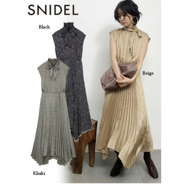 SNIDEL(スナイデル)のスナイデル　SNIDEL モノグラムノースリーブワンピース レディースのワンピース(ひざ丈ワンピース)の商品写真