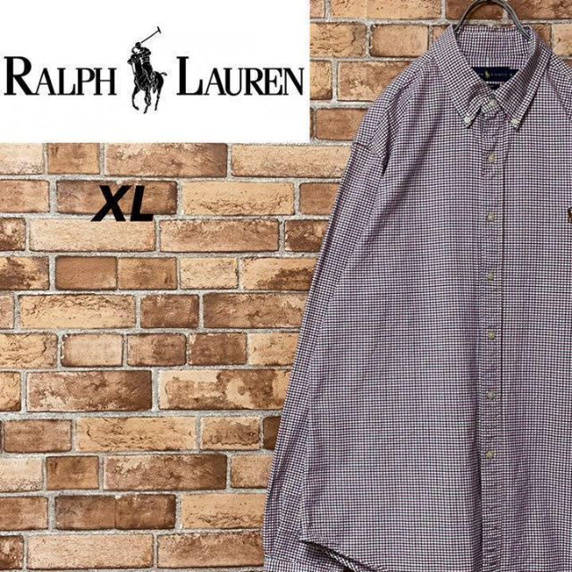 ラルフローレン　長袖ボタンダウンシャツ　刺繍ロゴ　ビッグシルエット　XL