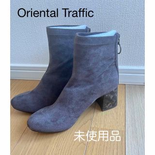 オリエンタルトラフィック(ORiental TRaffic)のOriental Trafficストレッチ異素材ヒールブーツ　グレー(ブーツ)