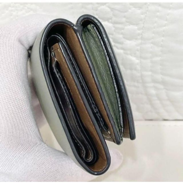【三つ折財布】人気!ロエベ ミニウォレット レザー アナグラム トリフォルド 緑