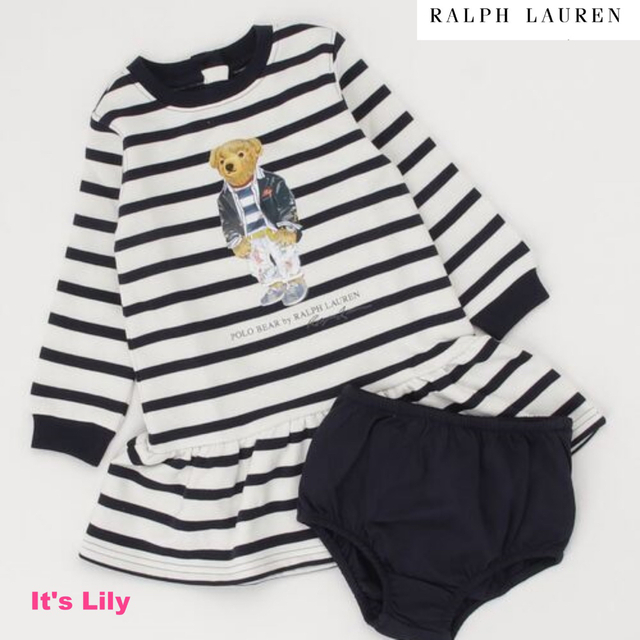 Ralph Lauren(ラルフローレン)の18m85cm  長袖ワンピース　ベア　ラルフローレン 裏起毛 キッズ/ベビー/マタニティのベビー服(~85cm)(ワンピース)の商品写真