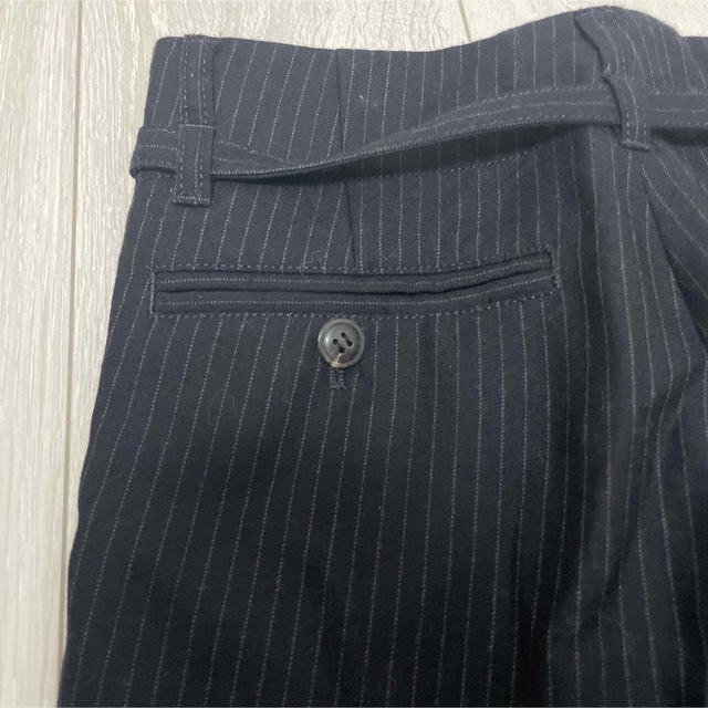 HUMAN WOMAN(ヒューマンウーマン)のヒューマンウーマン　パンツ　スラックス　ズボン　ストライプ　黒　SSサイズ　日本 レディースのパンツ(カジュアルパンツ)の商品写真