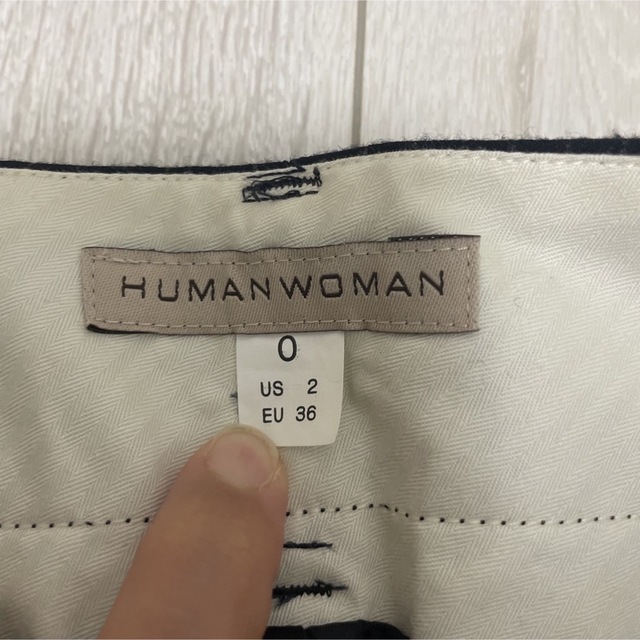 HUMAN WOMAN(ヒューマンウーマン)のヒューマンウーマン　パンツ　スラックス　ズボン　ストライプ　黒　SSサイズ　日本 レディースのパンツ(カジュアルパンツ)の商品写真