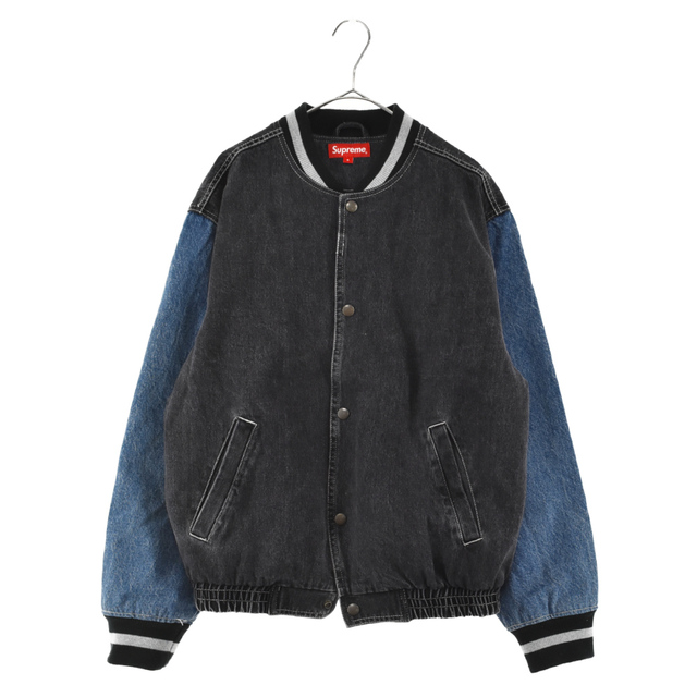 SUPREME シュプリーム 18SS Denim Varsity Jacket デニム バックロゴ バーシティー ジャケット ウォッシュ加工 スタジャン マルチカラー