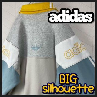 アディダス(adidas)の希少デザイン アディダス スウェット ハーフボタン プルオーバー  刺繍 切替え(スウェット)