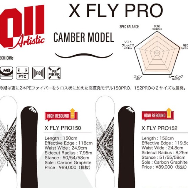 OGASAKA(オガサカ)の011 Artistic X FLY PRO 150 スポーツ/アウトドアのスノーボード(ボード)の商品写真