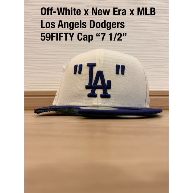596cmサイズ758ブリム幅Off-White New Era MLB Cap ドジャース キャップ