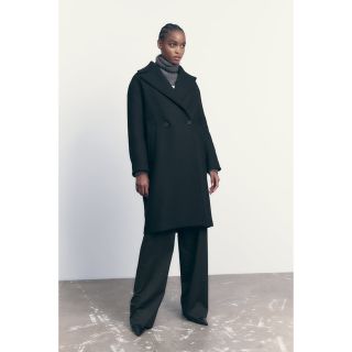 ザラ(ZARA)のZARA オーバーサイズカシミヤブレンドコート MANTECO  ブラック XS(ロングコート)