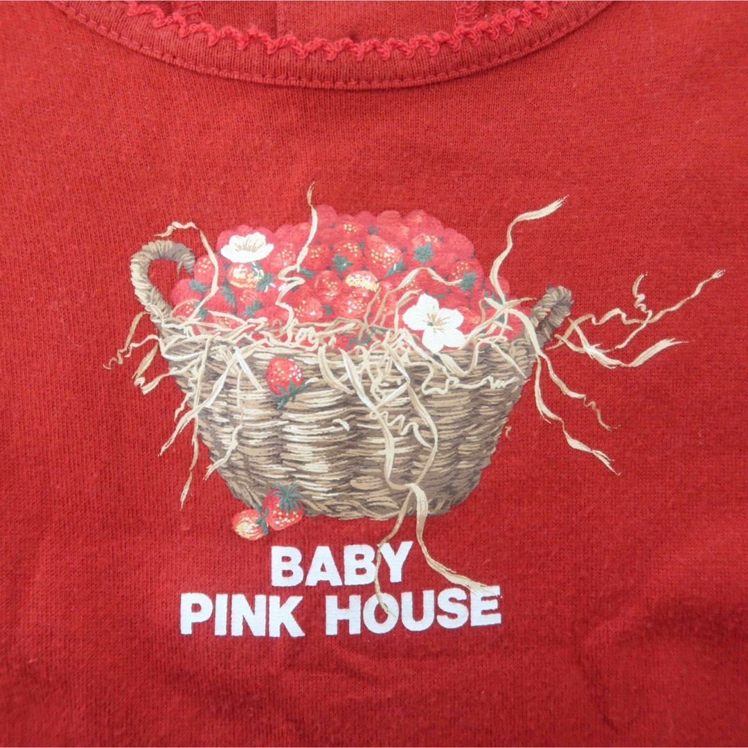 PINK HOUSE(ピンクハウス)のBABY PINK HOUSE ベビーピンクハウス 赤 ストロベリー ワンピース キッズ/ベビー/マタニティのキッズ服女の子用(90cm~)(ワンピース)の商品写真