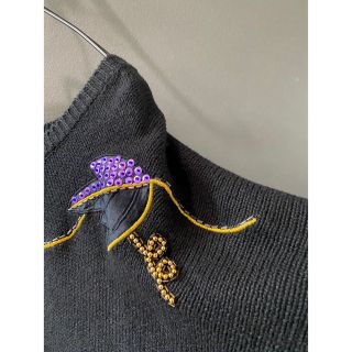 ビンテージ 80s ビーズ スパンコール 刺繍 特殊 ニット セーター 希少美品