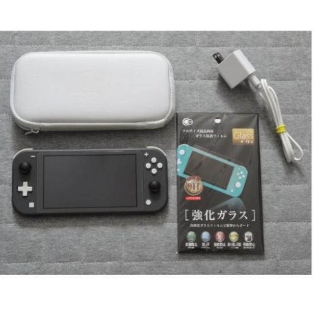 動作良好 ニンテンドースイッチライト グレー 専用ポーチ 充電器 液晶