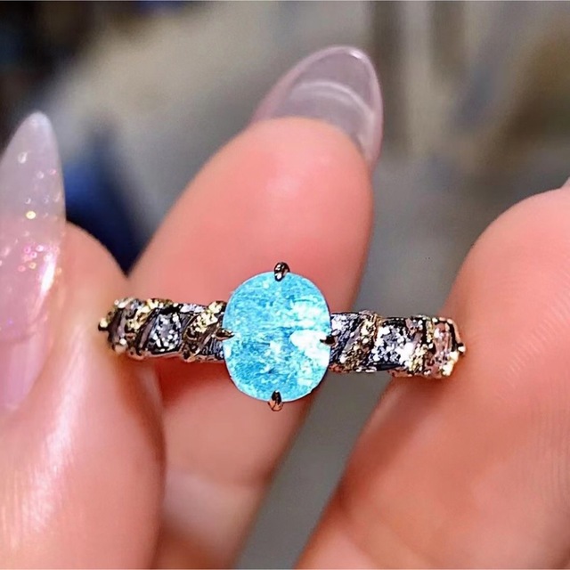 お手軽価格で贈りやすい 天然パライバトルマリン ¥ k18 1.1ct リング