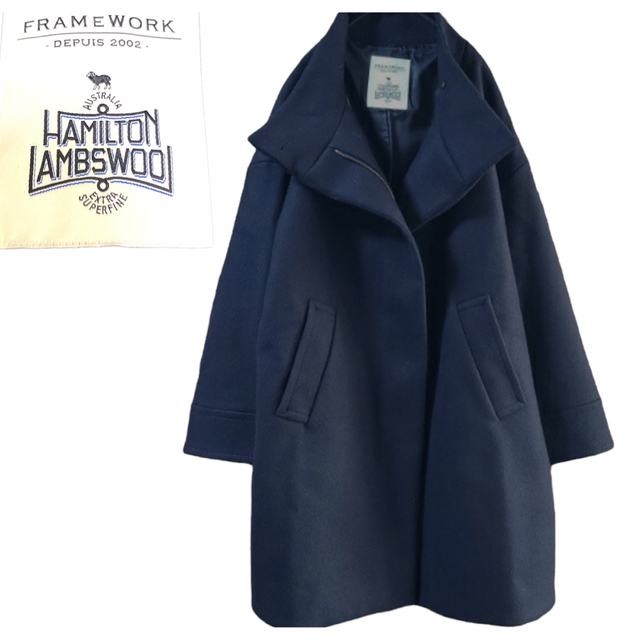 FRAMeWORK(フレームワーク)のFRAME WORK  HAMILTON メルトンスタンドカラーコート 36 レディースのジャケット/アウター(ロングコート)の商品写真