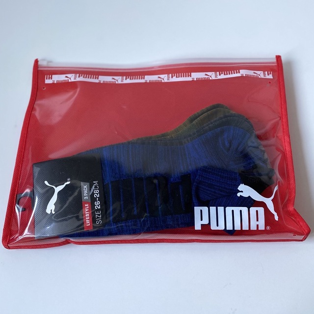 PUMA(プーマ)のPUMA プーマ メンズ ソックス 靴下 3セット ロゴレッド袋付き メンズのレッグウェア(ソックス)の商品写真