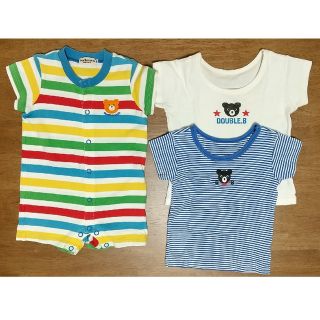 ミキハウス(mikihouse)の80  半袖 ロンパース 3枚セット ミキハウス ダブルビー(シャツ/カットソー)