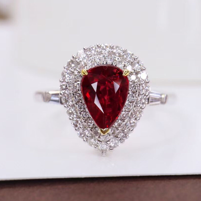 美しい 天然 ルビー ダイヤモンド リング 1.1ct k18 ¥ リング(指輪