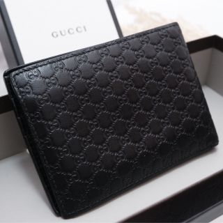 グッチ(Gucci)の♡美品♥︎ GUCCI 二つ折り マイクロシマ GG ブラック(折り財布)