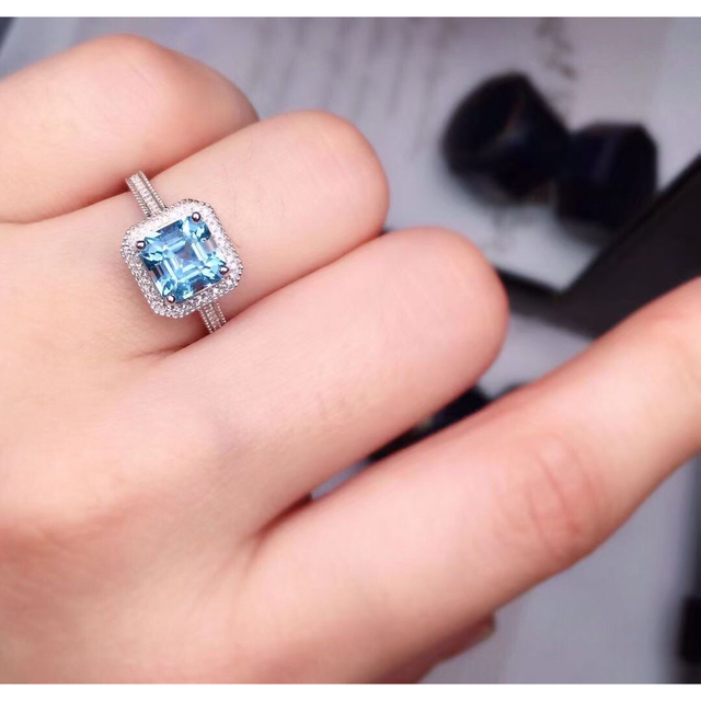 天然アクアマリン ダイヤ リング1.85ct k18 ¥ - リング(指輪)