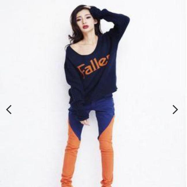 GYDA(ジェイダ)のFallenリブニットTOPS ネイビー レディースのトップス(ニット/セーター)の商品写真