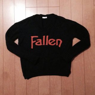 ジェイダ(GYDA)のFallenリブニットTOPS ネイビー(ニット/セーター)