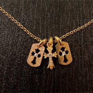 本日限定価格クロムハーツ22K ドッグタグ ワンダイヤ 美品 カット