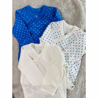 プチバトー(PETIT BATEAU)の【未着用】PetiteBateau プチバトー ロンパース肌着3枚セット(肌着/下着)