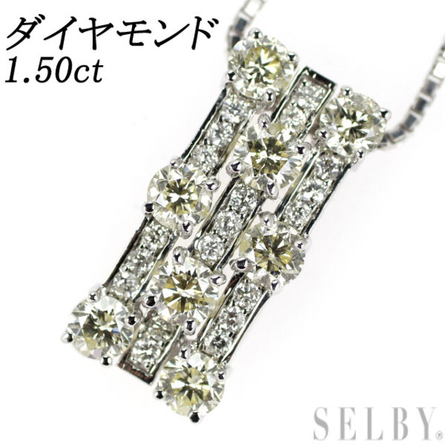 逆輸入 K18WG ダイヤモンド 1.50ct ペンダントネックレス ネックレス