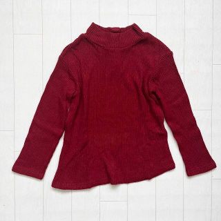 ザラキッズ(ZARA KIDS)の美品★ ZARA KIDS アシンメトリーハイネックリブニットトップス レッド(ニット)