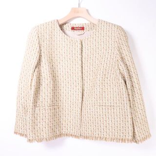 マックスマーラ(Max Mara)のMax Mara マックスマーラ　ノーカラージャケット　レディース　ベージュ　(ノーカラージャケット)