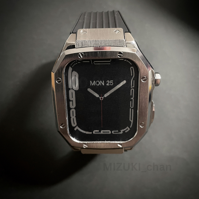 Apple Watch 44ミリ　45ミリ　メタルカスタム　ラバーバンド