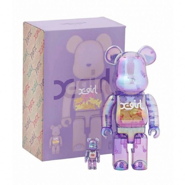 MEDICOM TOY - BE@RBRICK X-girl CLEAR PURPLE 100％ 400％の通販 by ...