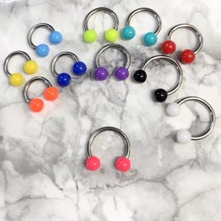 1本　ピンク　アクリルキャッチ　サーキュラーバーベル　14G　ボディピアス(ピアス)